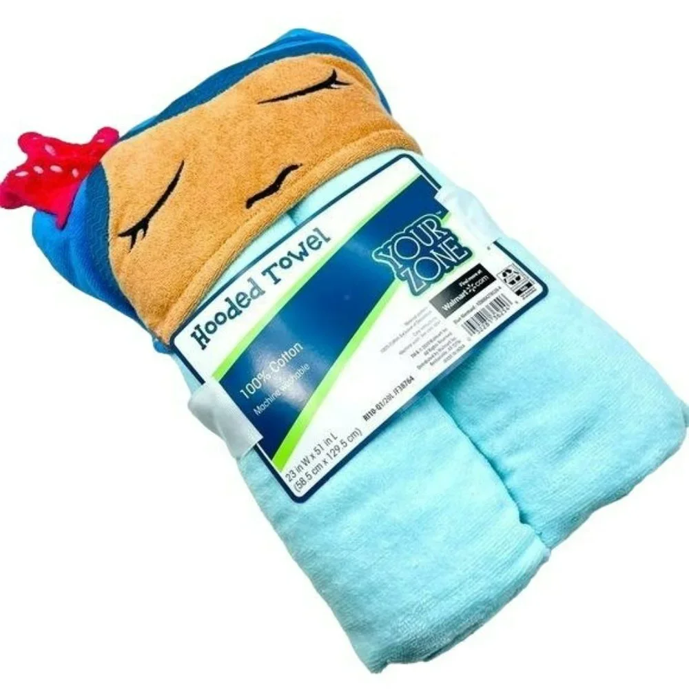 Your‎ Zone Kid's Bath Hooded Towel Decorated Cotton Blue 23